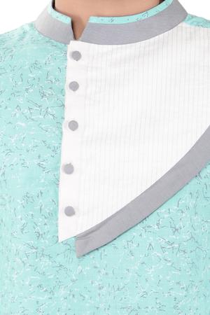 blue cotton short kurta - 14544011 - Standard Image - 4