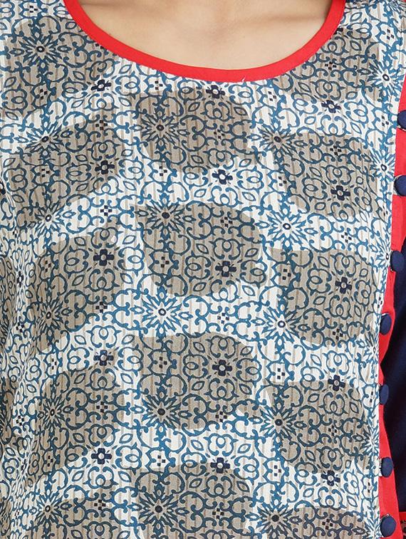 multicolour rayon straight kurta - 14544227 - Zoom Image - 4