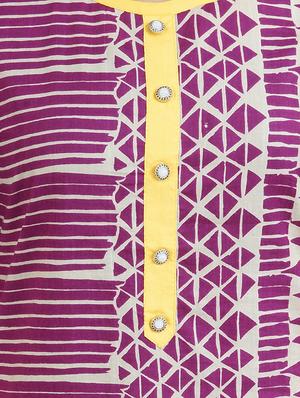 purple cotton straight kurta - 14544245 - Standard Image - 4