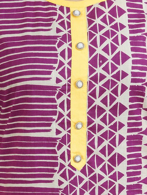 purple cotton straight kurta - 14544245 - Zoom Image - 4