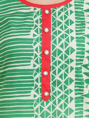 green cotton straight kurta - 14544246 - Standard Image - 4