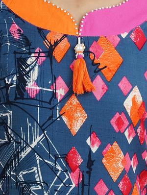multicolour rayon straight kurta - 14544269 - Standard Image - 4