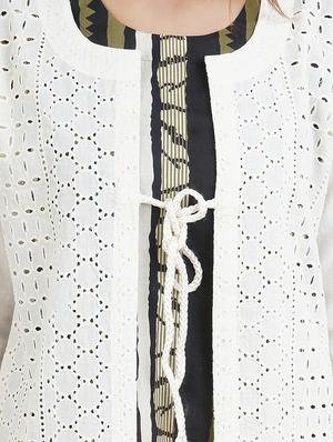 white cotton high-low kurta - 14544273 - Standard Image - 4