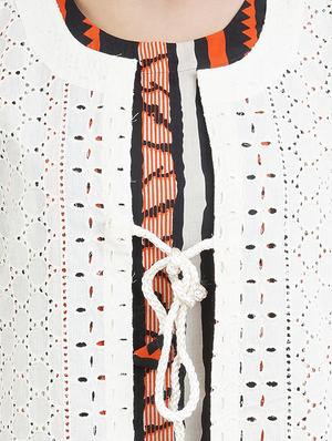 white cotton high-low kurta - 14544274 - Standard Image - 4