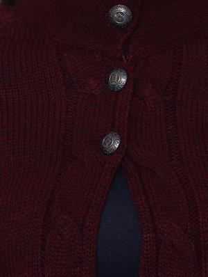 Maroon woolen cardigan - 14544385 - Standard Image - 4