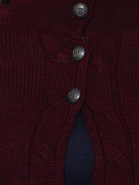 Maroon woolen cardigan - 14544385 - Zoom Image - 4