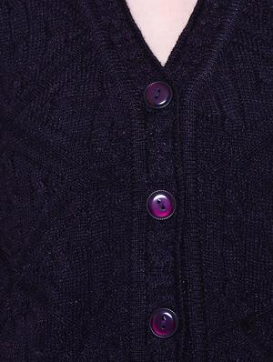 Dark purple woolen cardigan - 14544396 - Standard Image - 4