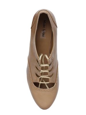 beige faux leather laceup casual shoes - 14544471 - Standard Image - 4