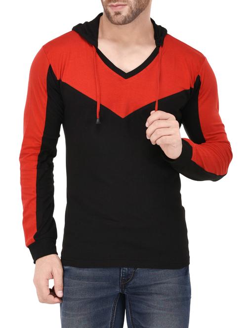 black cotton color block t-shirt - 14545792 - Standard Image - 1