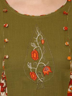 green rayon aline kurta - 14547628 - Standard Image - 4