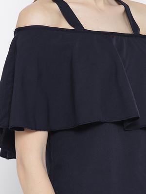 cold shoulder ruffle overlay top - 14547751 - Standard Image - 4