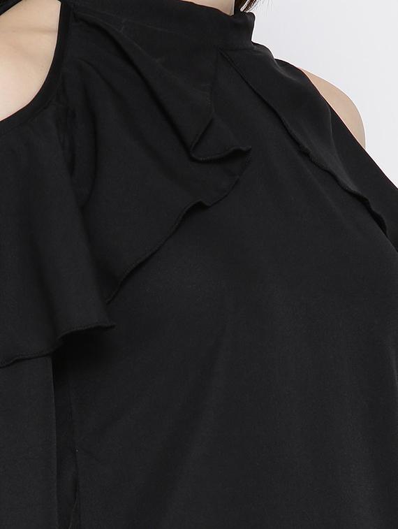 solid black ruffled top - 14547762 - Zoom Image - 4