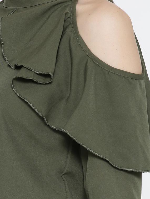 olive ruffled top - 14547764 - Zoom Image - 4
