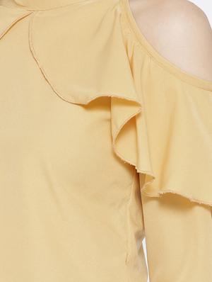 cold shoulder bell sleeved ruffled top - 14547766 - Standard Image - 4