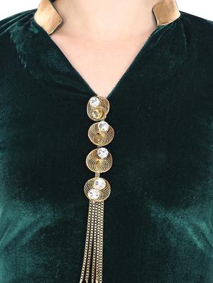 green velvet woolen kurta - 14549304 - Standard Image - 4