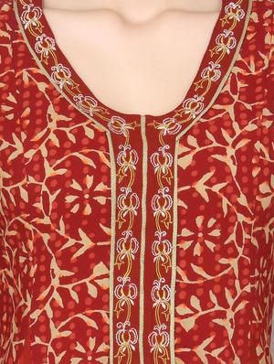 maroon cotton flared kurta - 14549392 - Standard Image - 4