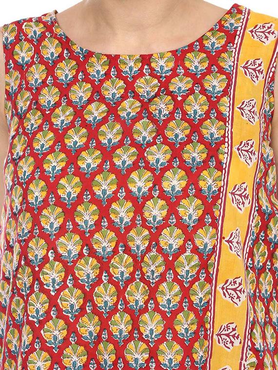 red cotton straight kurti - 14557324 - Zoom Image - 4