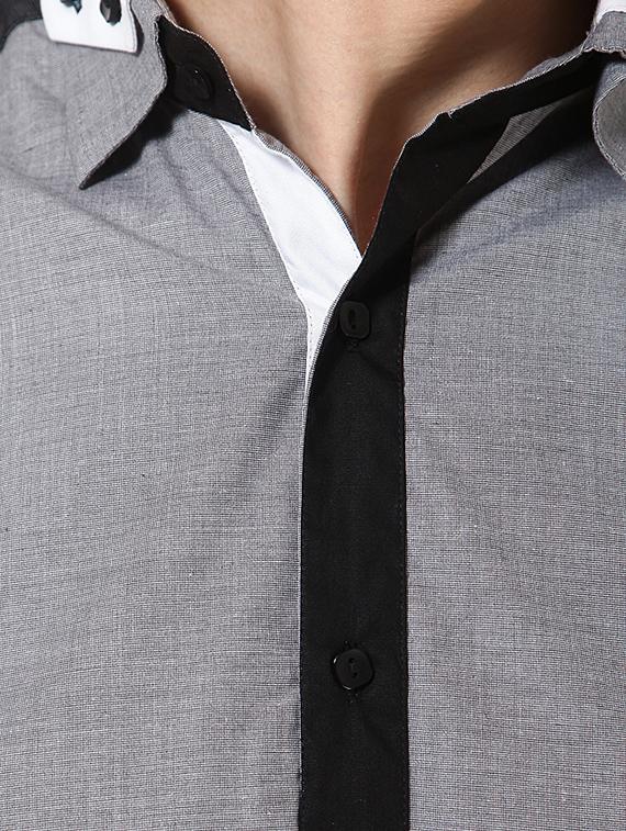 grey cotton casual shirt - 14557712 - Zoom Image - 4
