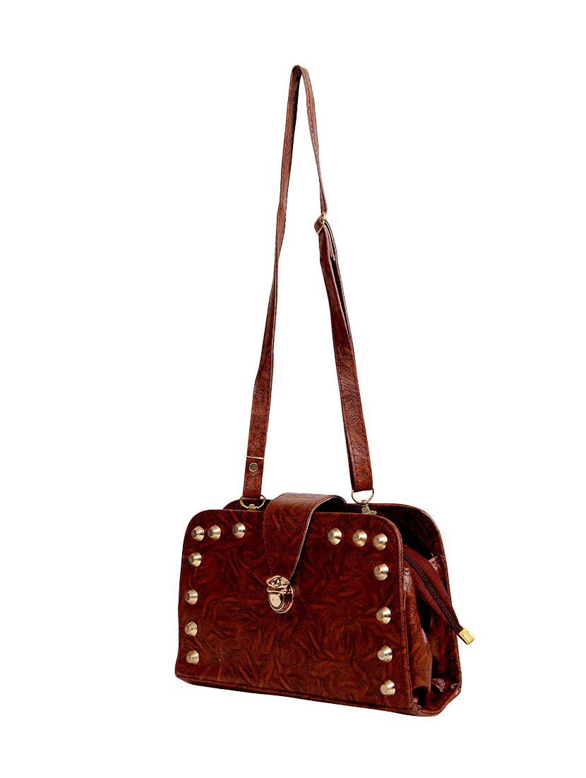 brown leatherette regular sling bag - 14559952 - Zoom Image - 4