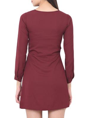 keyhole neck pleated a-line dress - 14564686 - Standard Image - 4