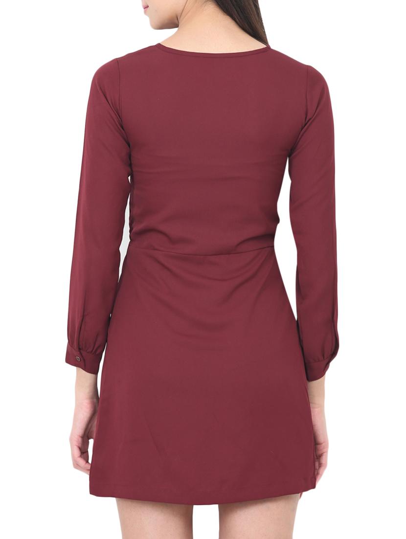keyhole neck pleated a-line dress - 14564686 - Zoom Image - 4