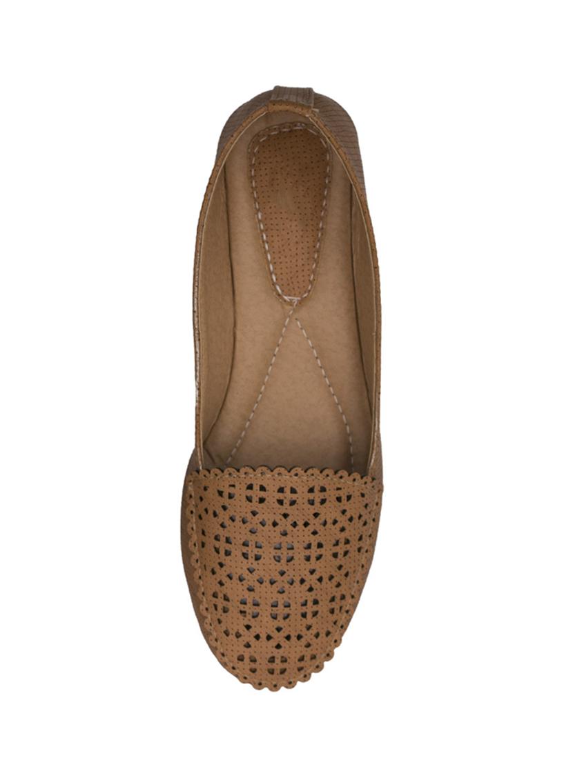 tan faux leather slip on loafers - 14565100 - Zoom Image - 4