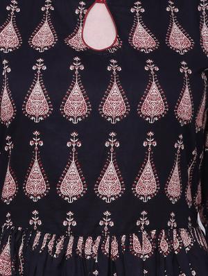 black cotton flared kurta - 14569077 - Standard Image - 4