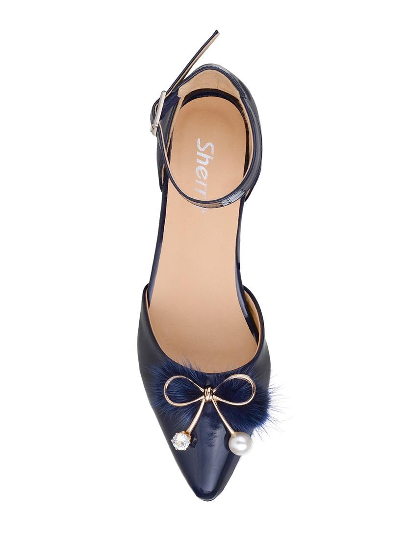 navy faux leather ankle strap sandals - 14574605 - Zoom Image - 4