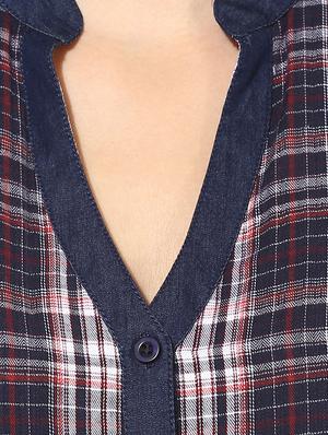 blue Sleeveless Plaid Shirt - 14590604 - Standard Image - 4