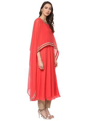 kurta with mirror work cape - 14594561 - Standard Image - 4