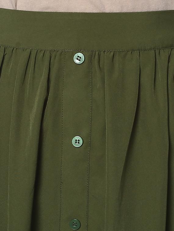 green crepe pleated skirts - 14596121 - Zoom Image - 4