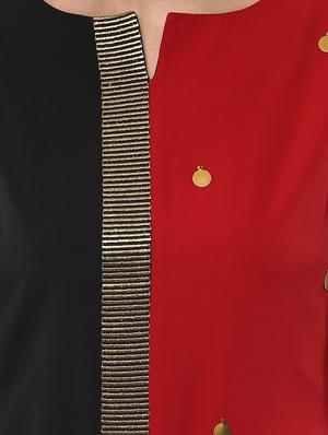 Color block asymmetric kurta - 14599334 - Standard Image - 4