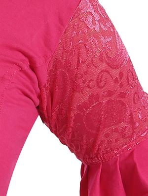 Fuchsia ruffled sleeved solid blouse - 14602491 - Standard Image - 4