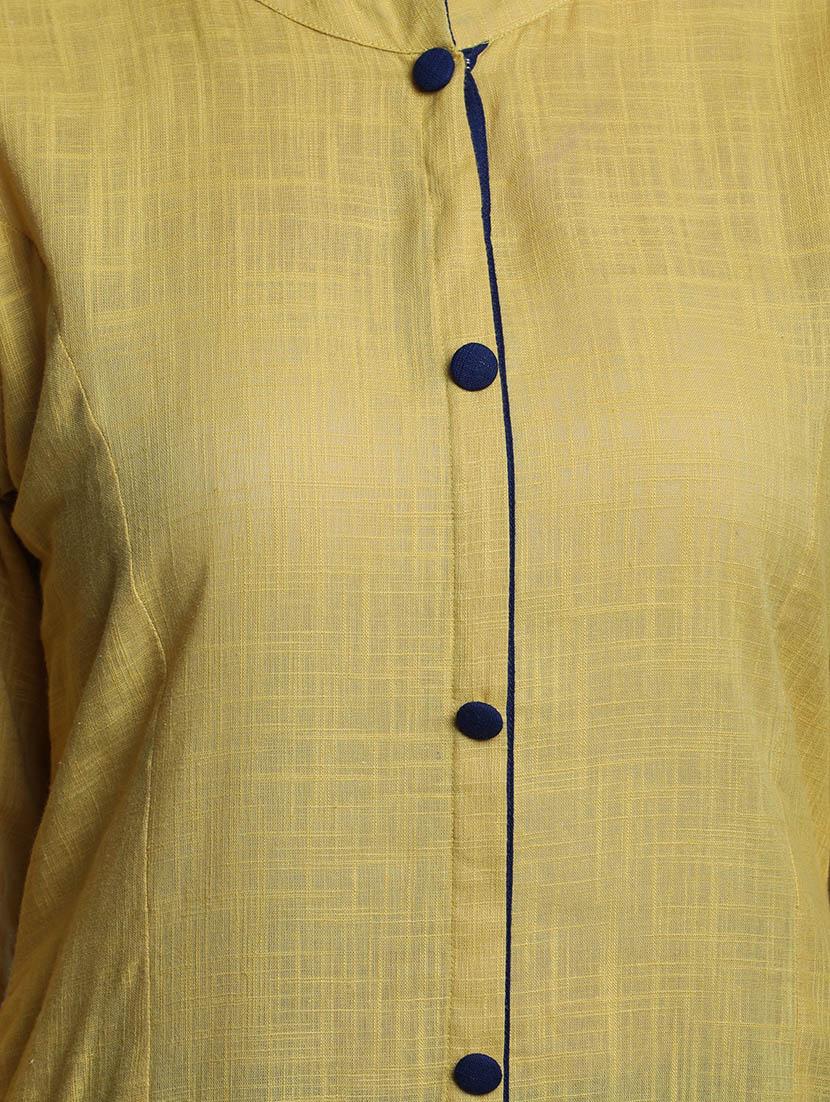 contrast buttoned placket kurta with pant set - 14604402 - Zoom Image - 4