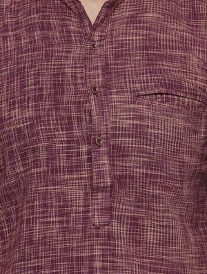 purple linen long kurta - 14605147 - Standard Image - 4