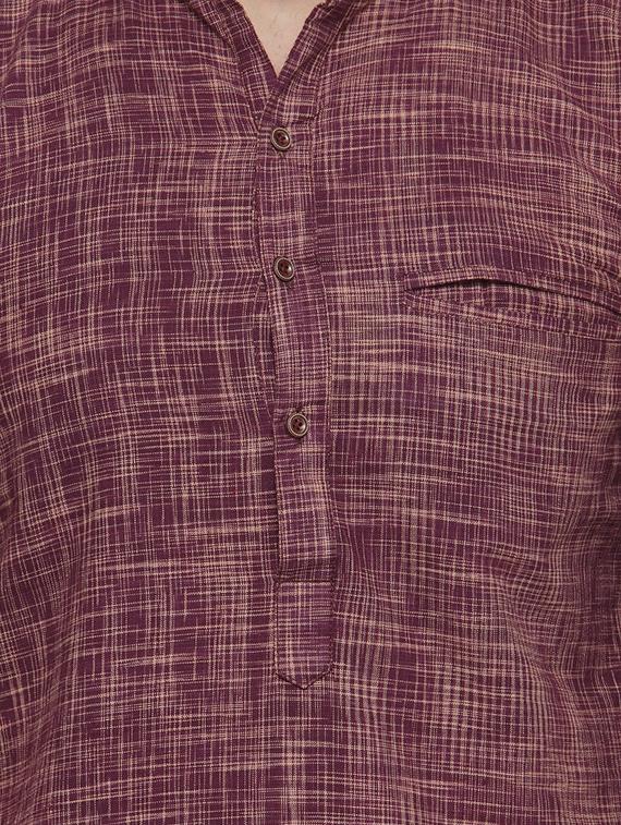 purple linen long kurta - 14605147 - Zoom Image - 4