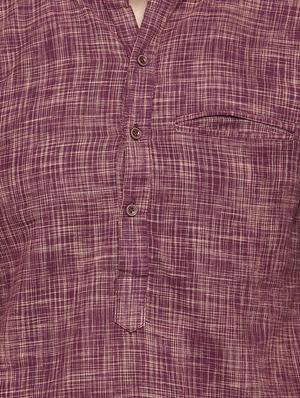 purple linen short kurta - 14605148 - Standard Image - 4