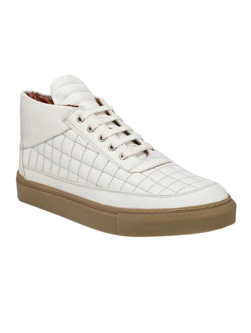 white leatherette lace up sneaker - 14606371 - Standard Image - 1