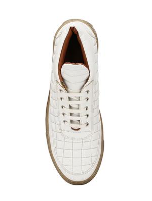 white leatherette lace up sneaker - 14606371 - Standard Image - 4