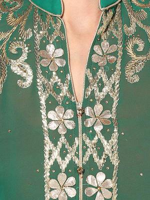 green georgette layered kurta - 14610780 - Standard Image - 4