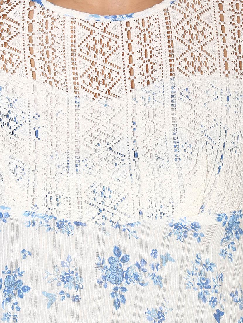 lace panel floral georgette top - 14613014 - Zoom Image - 4