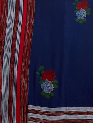 navy blue printed saree with blouse - 14616893 - Standard Image - 4