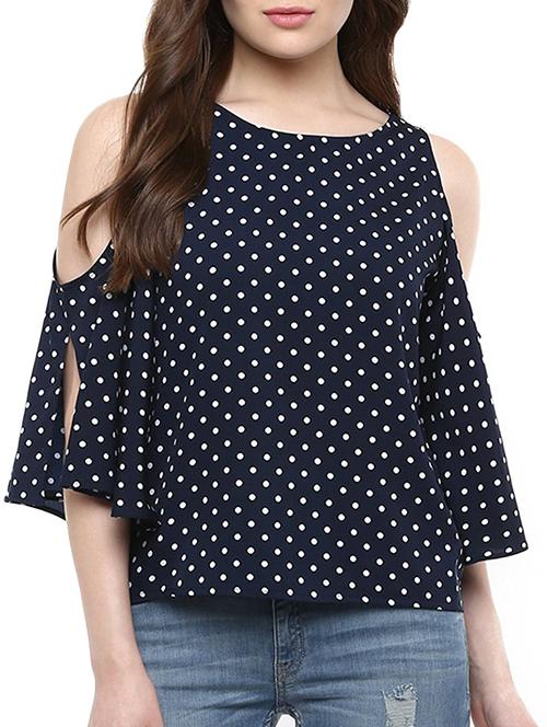 Cold Shoulder Polka Dots top - 14618789 - Standard Image - 1