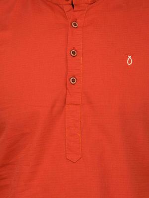 red cotton short kurta - 14621039 - Standard Image - 4
