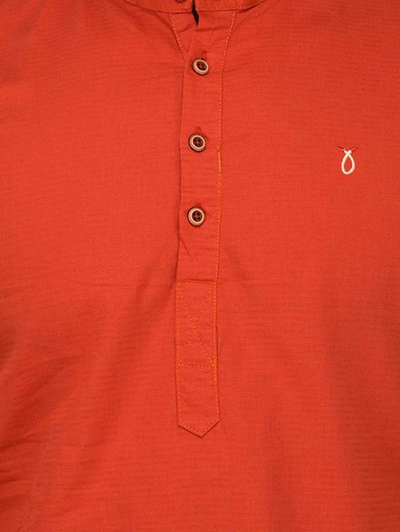 red cotton short kurta - 14621039 - Zoom Image - 4