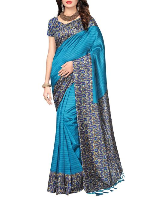 blue silk mysore saree with blouse - 14629649 - Standard Image - 1