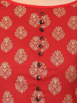 red cotton flared kurta - 14637992 - Standard Image - 4