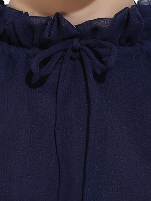 tie up mock neck flared dress - 14639596 - Standard Image - 4