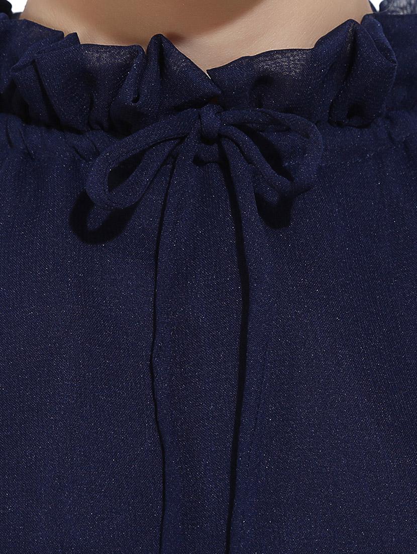 tie up mock neck flared dress - 14639596 - Zoom Image - 4