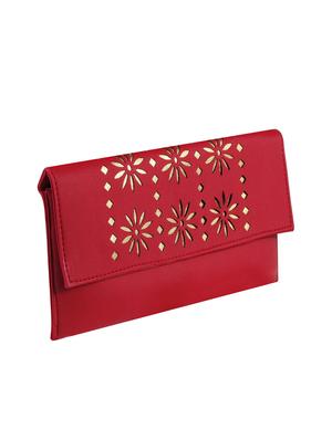 maroon leatherette regular clutch - 14640729 - Standard Image - 4